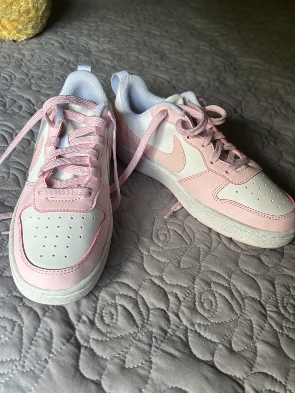 Nike White and Light Pink Low-Top Sneakers